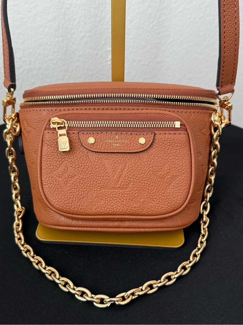 LV Mini Bumbag with waist  leather-link chain.